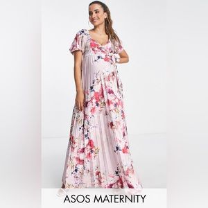 ASOS Maternity Floral Maxi Dress - Blush/Pink, US 16